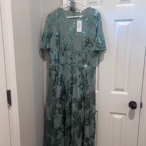Baltic Born Eucalyptus Sequin Leaf Dress